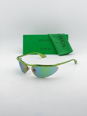 Bottega Veneta BV1174S 003 Cat Eye Sunglasses - Green / Mirror